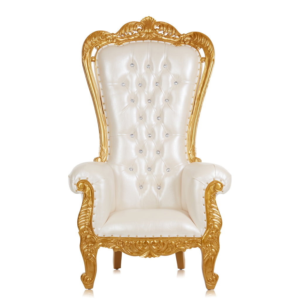 "Queen Adrianna" Royal Throne Chair - White / Gold