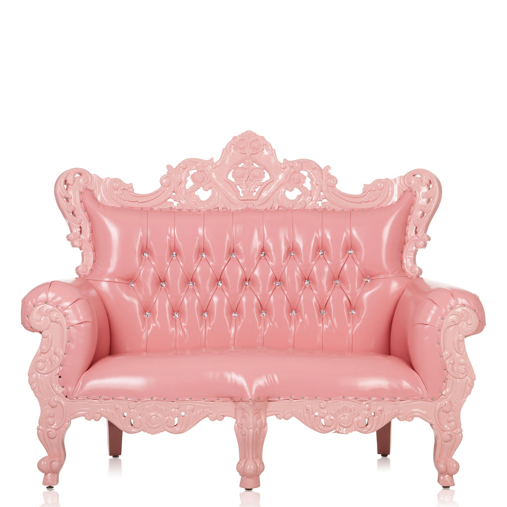 "Farrah" Royal Love Seat Sofa - Glossy Pink / Pink