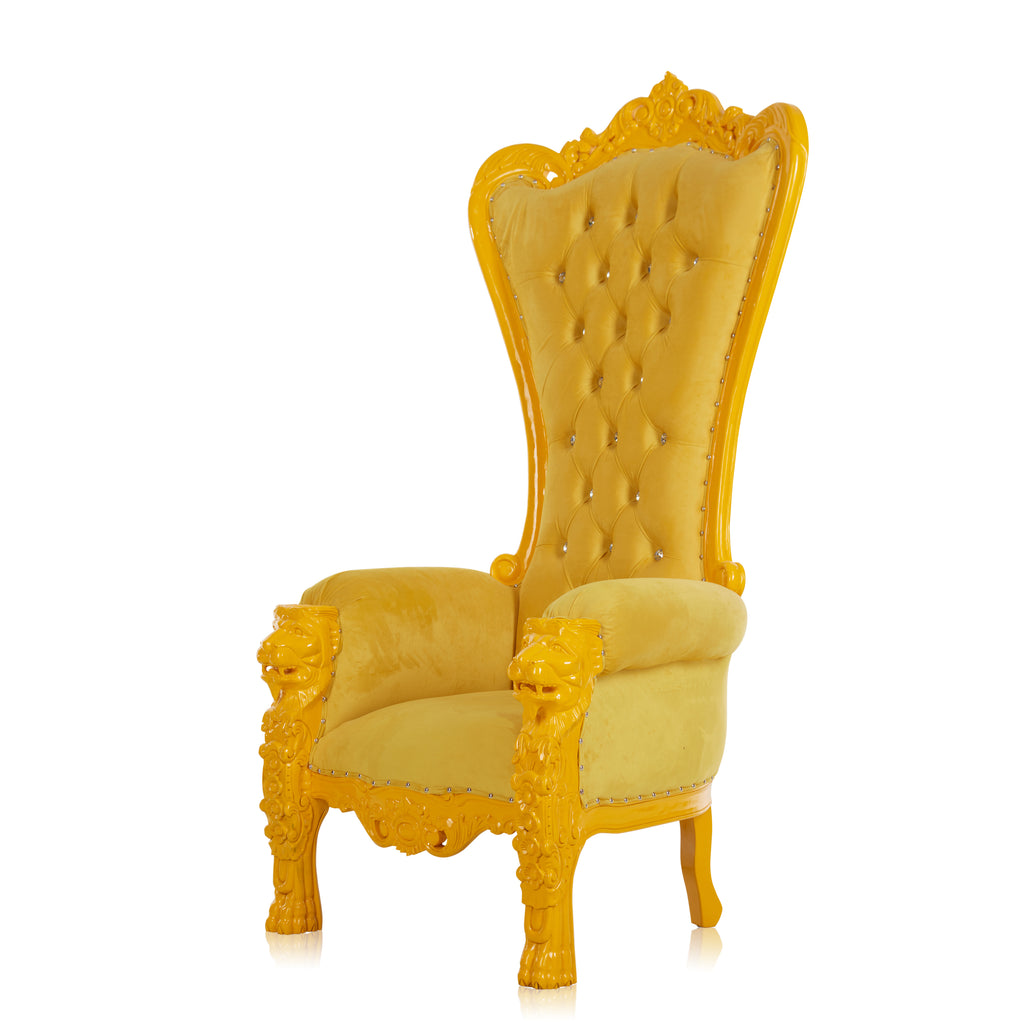 "Queen Tiffany" Lion Throne Chair - Yellow Velvet / Yellow