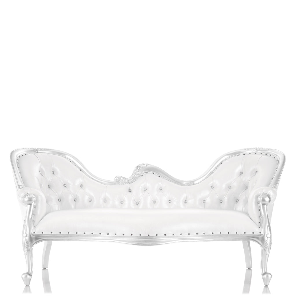 "Monaco" Royal Chaise Lounge - White / Silver