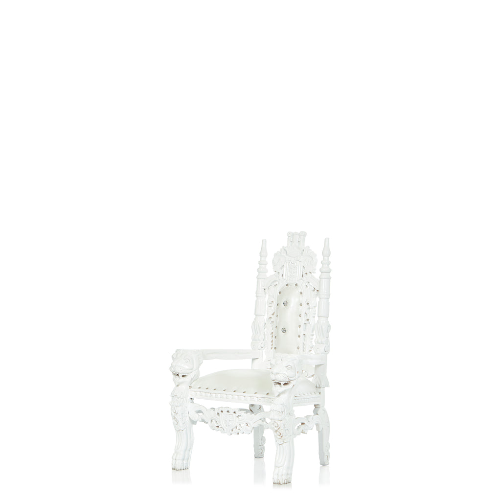 "Mini King David" Lion Throne Chair - White / White