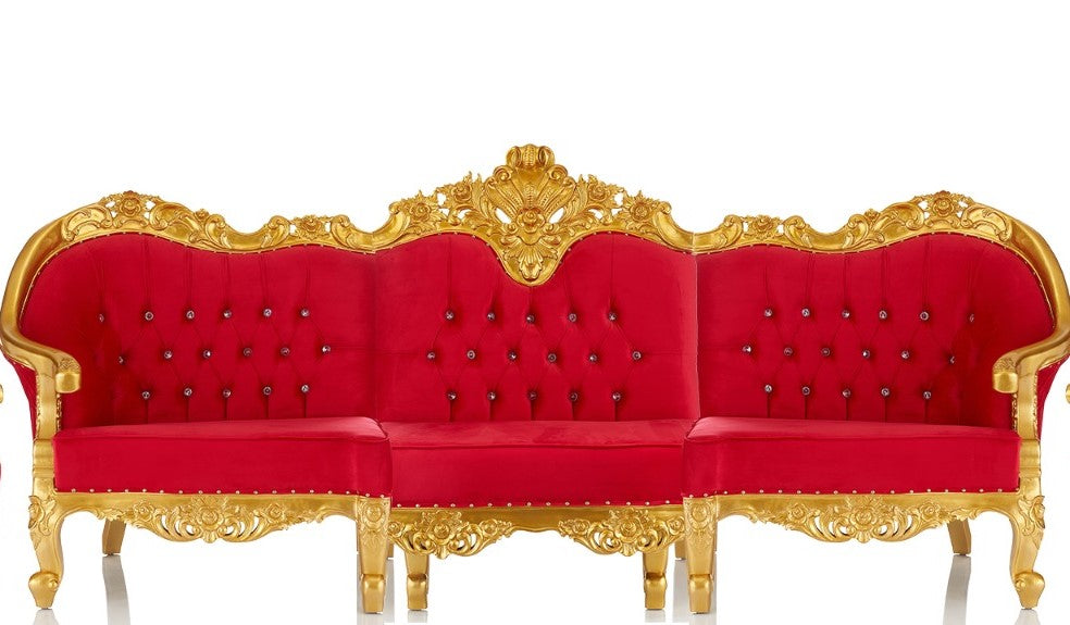 Brianna Royal Sofa Set Red Velvet Gold