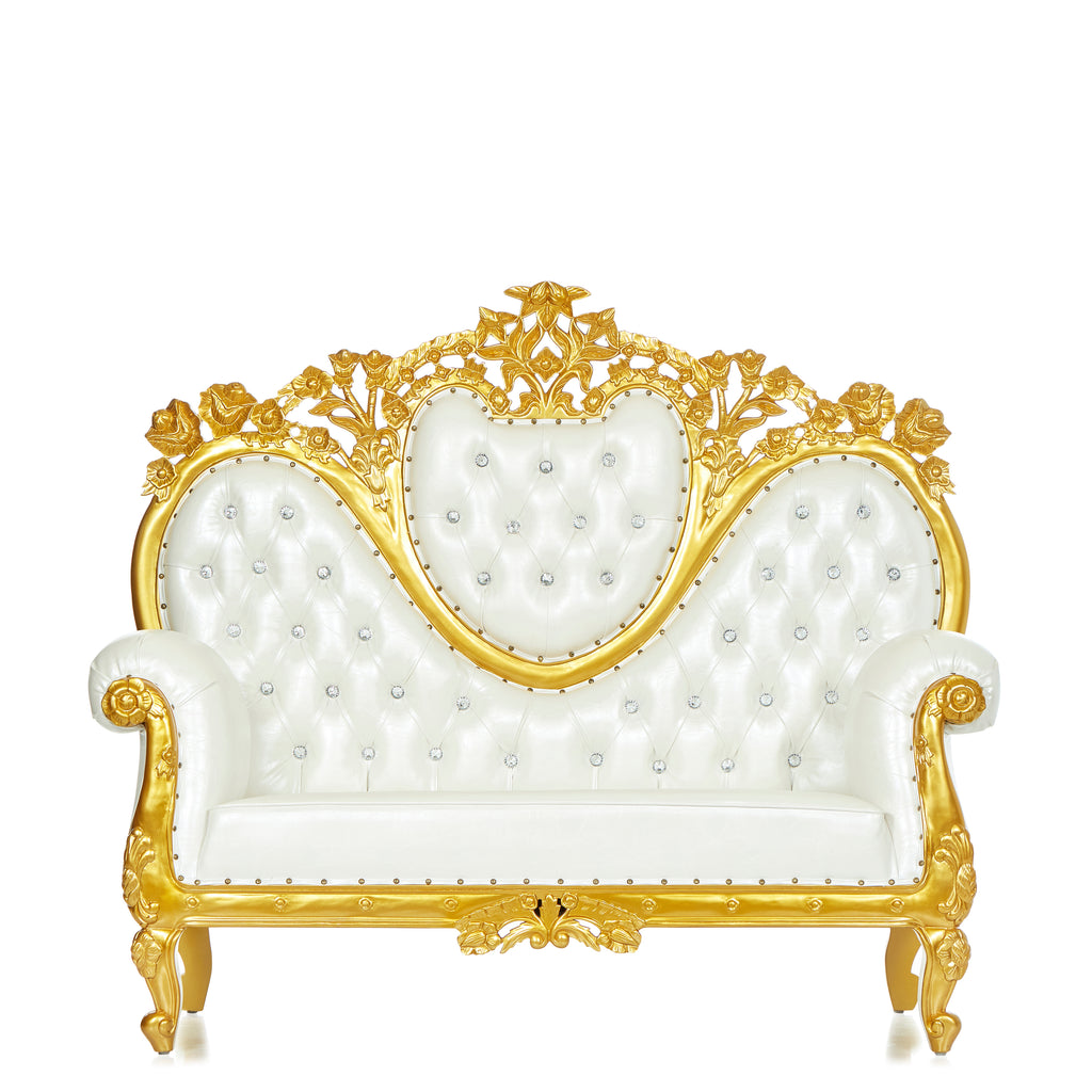 "Capri" Royal Love Seat  - White / Gold