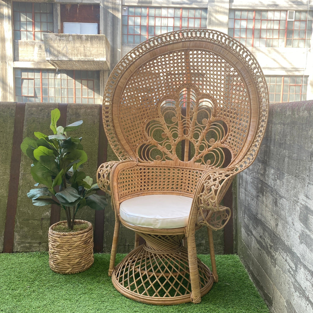"Peacock 58" Rattan Wicker Chair Style #1 - Natural