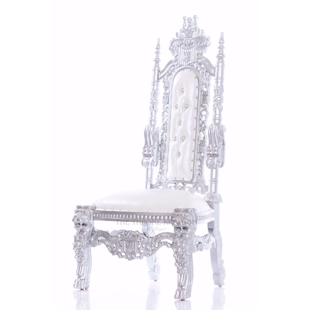 "King David 60" Armless Throne - White / Silver