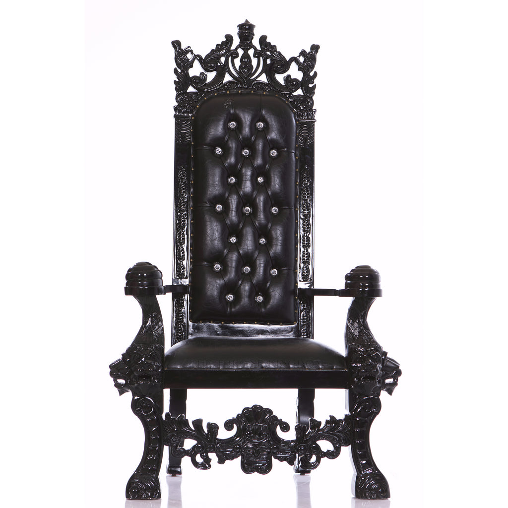 "King Solomon" Gothic Throne Chair - Black / Black