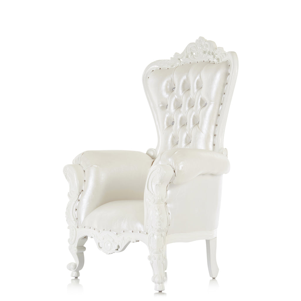 "Queen Tiffany 59" Throne Chair - White / White
