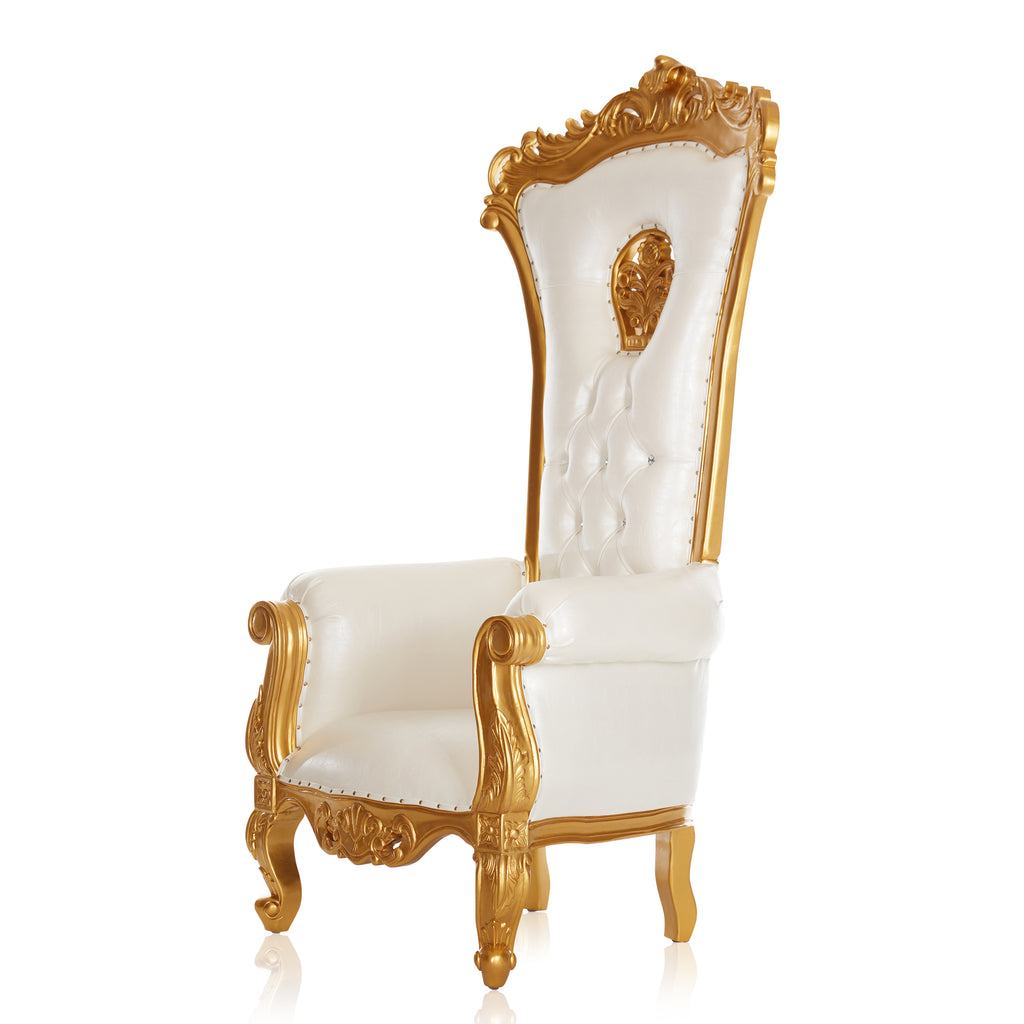 "Queen Babette" Throne Chair - White / Gold