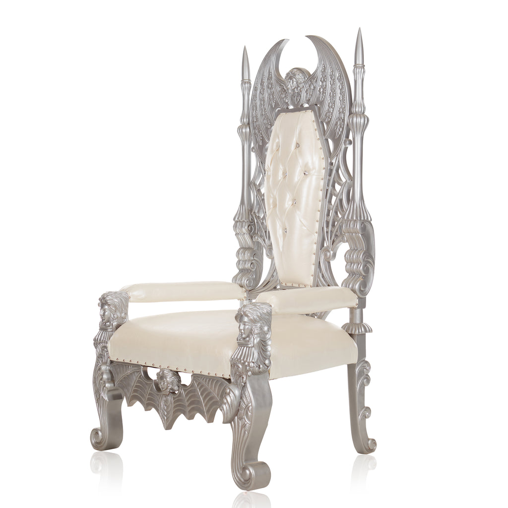"Vampire" Gothic Throne Chair - White / Silver