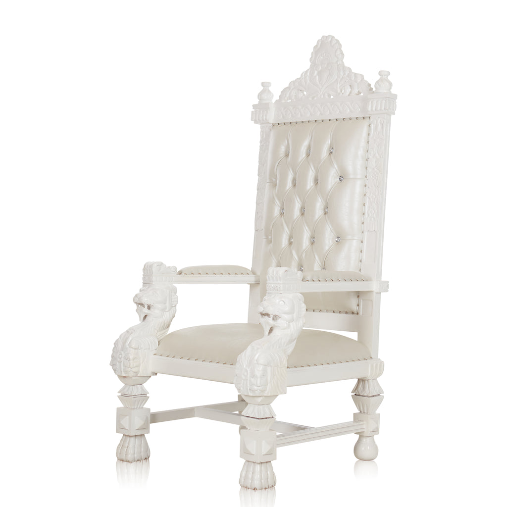 "King Samuel 68" Lion Throne Chair - White / White