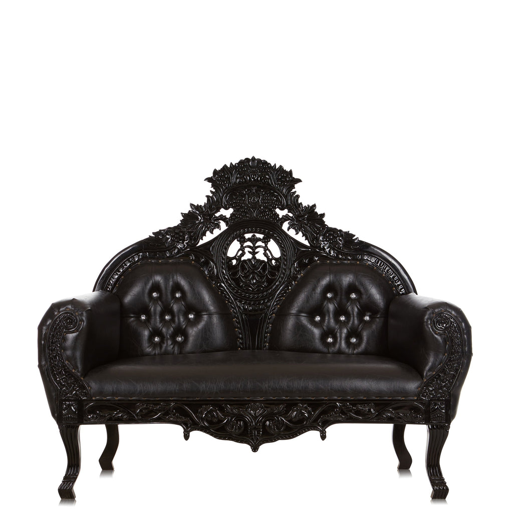 "Queen Anne" Royal Love Seat - Black / Black