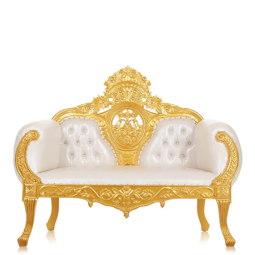 "Queen Anne" Royal Love Seat - White / Gold