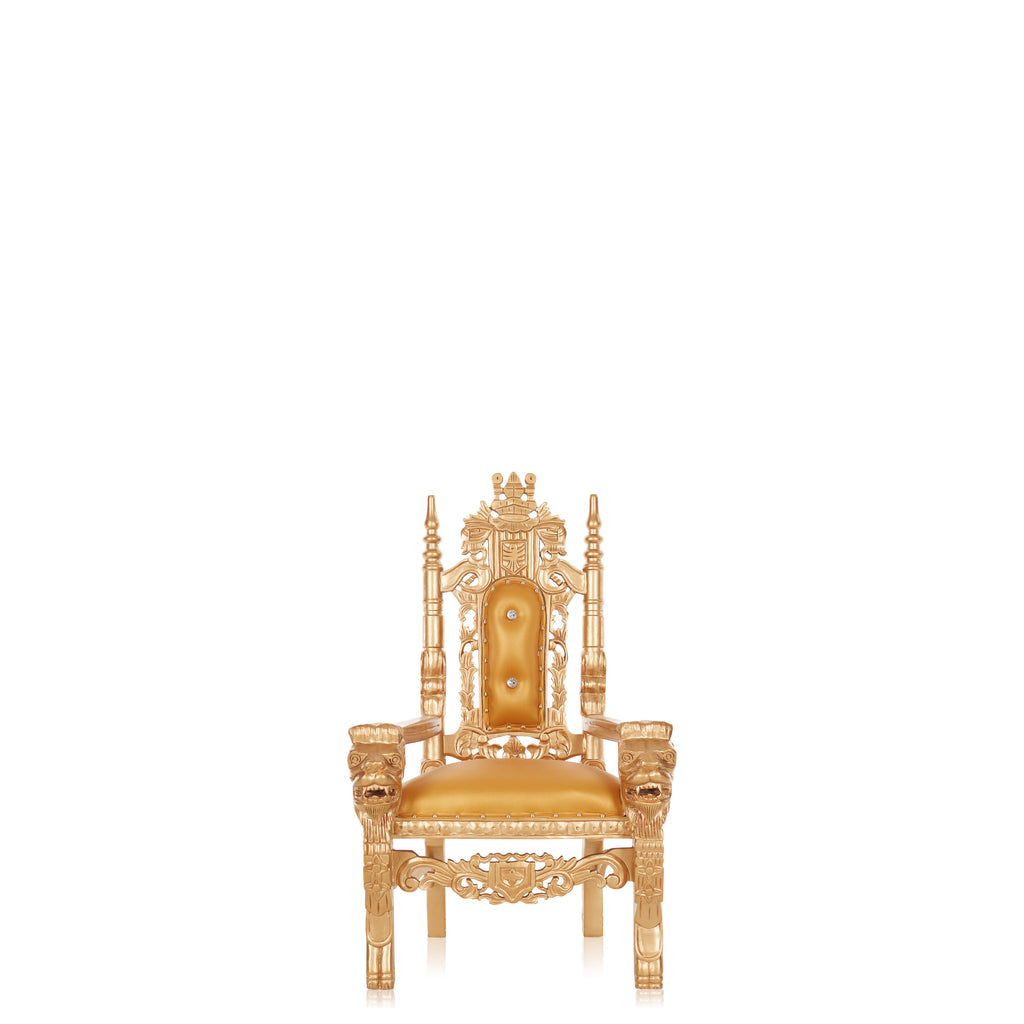 "Mini King David" Lion Throne Chair - Gold / Gold