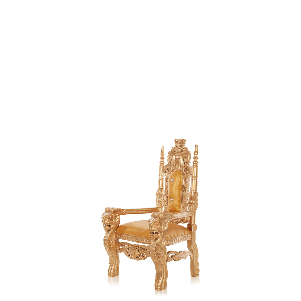 "Mini King David" Lion Throne Chair - Gold / Gold