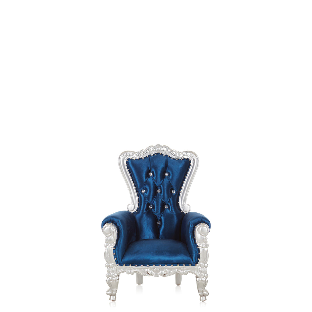 "Mini Tiffany 38" Kids Throne Chair - Navy Blue / Silver