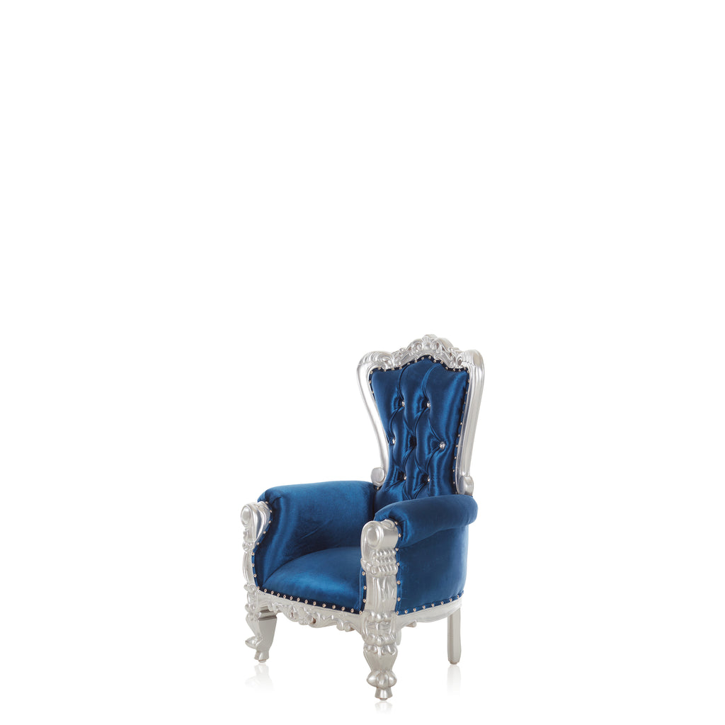 "Mini Tiffany" Kids Throne Chair - Navy Blue / Silver