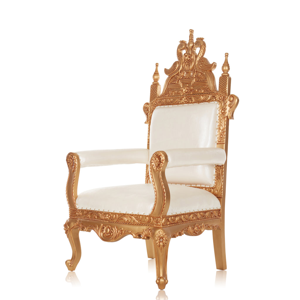 "Swan" Throne Chair - White / Gold