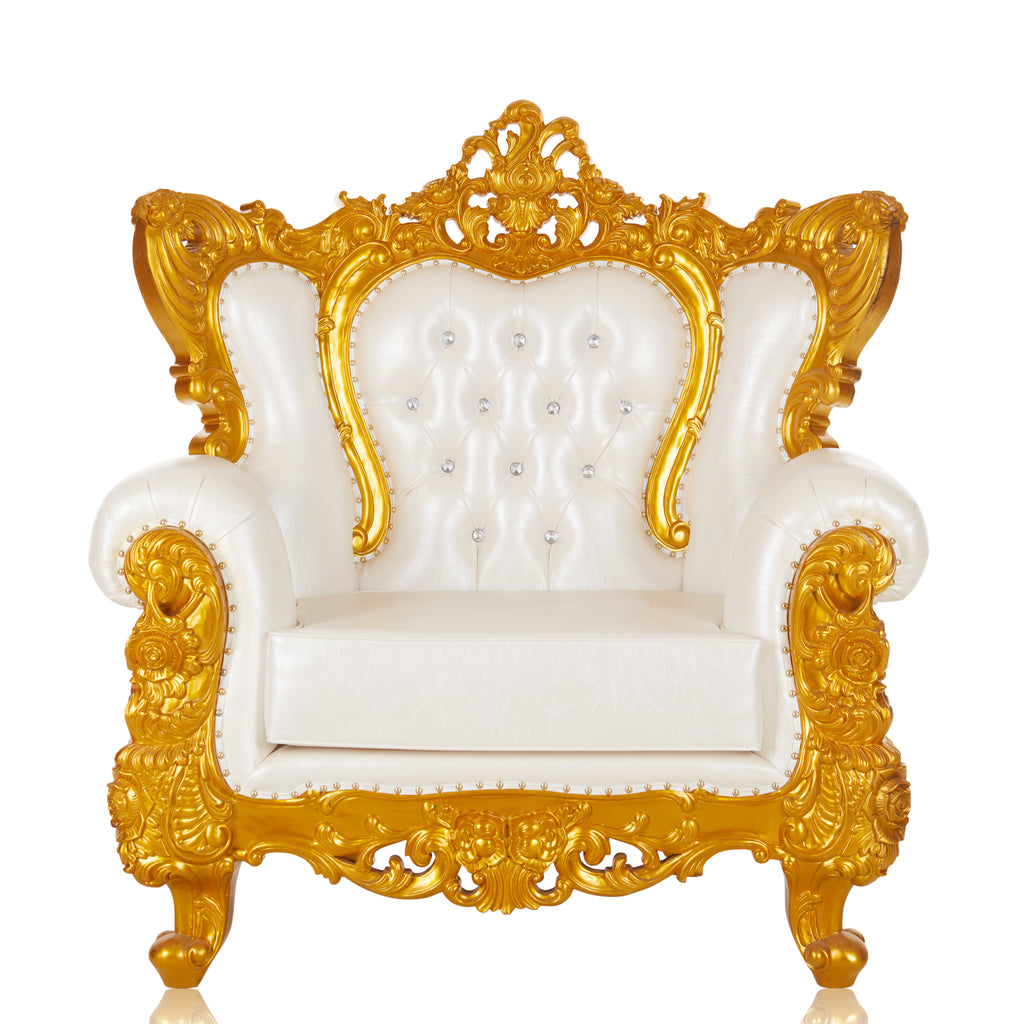 "Queen Belle" Royal Sofa Chair - White / Gold