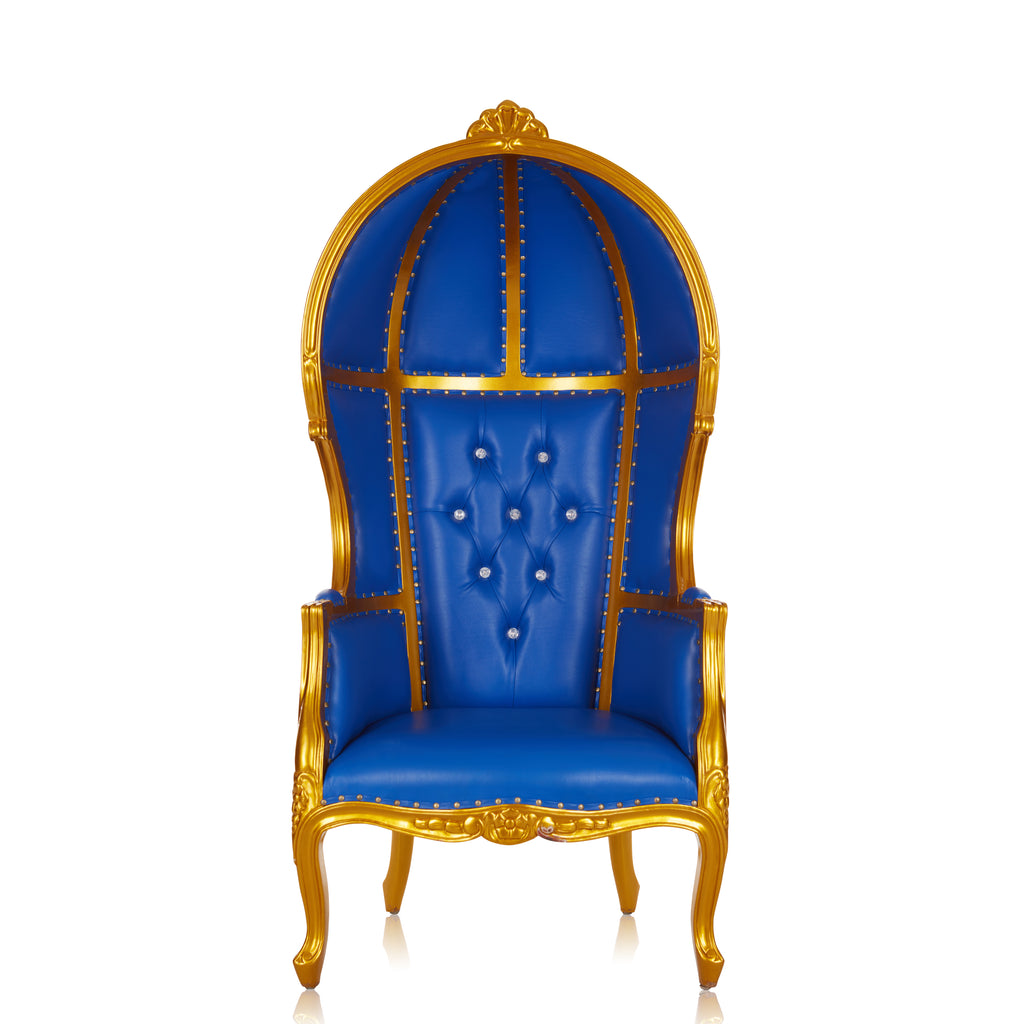 "Hooded Canopy 65" Throne Chair - Blue / Gold