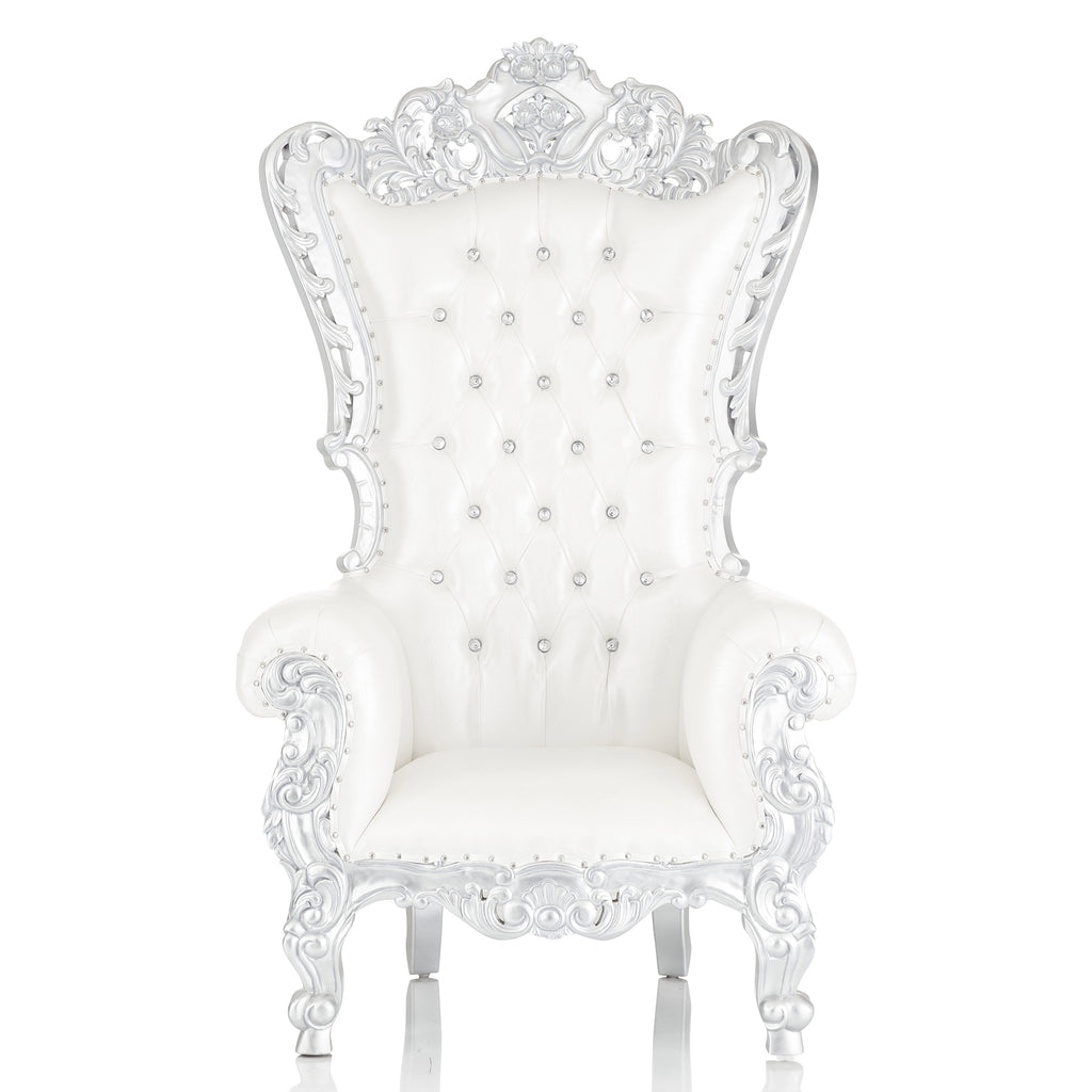 "Queen Venus" Throne Chair - White / Silver