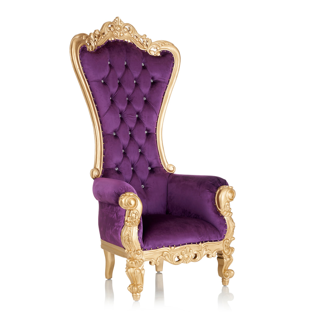 "Queen Tiffany 2.0" Throne Chair - Purple Velvet / Gold