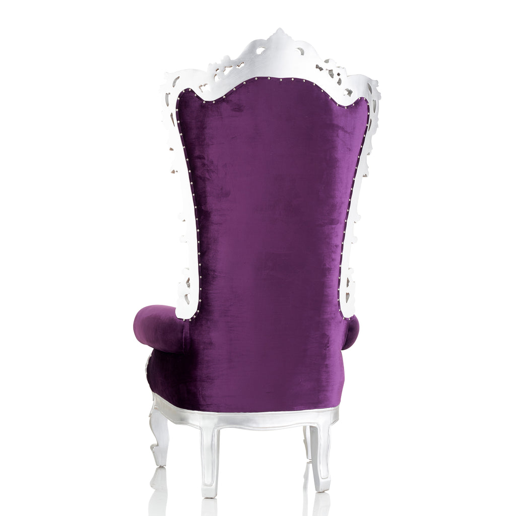 "Noella" Royal Throne Chair - Purple Velvet / Silver