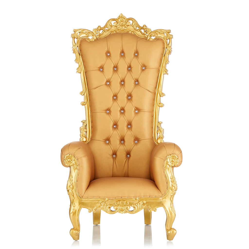 "Noella" Royal Throne Chair - Gold / Gold