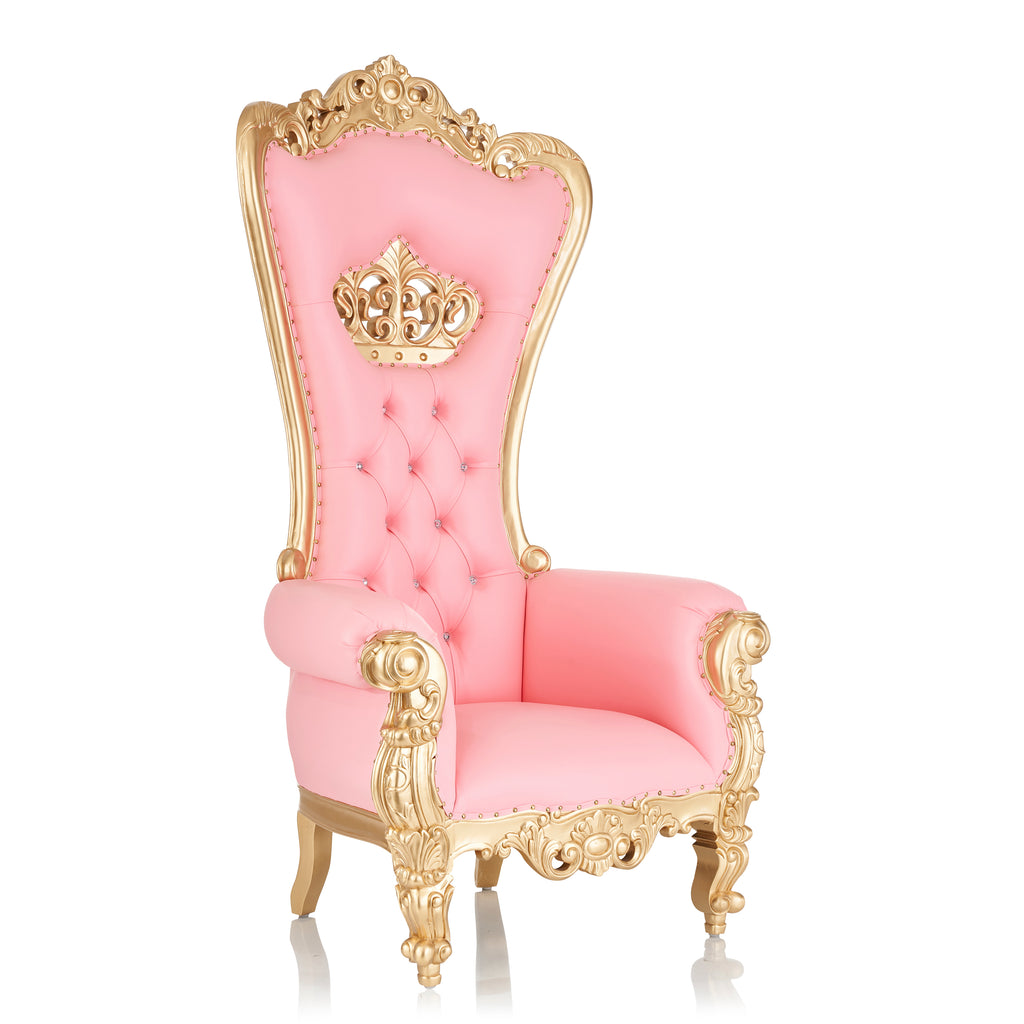 "Crown Tiffany" Throne Chair - Light Pink / Gold