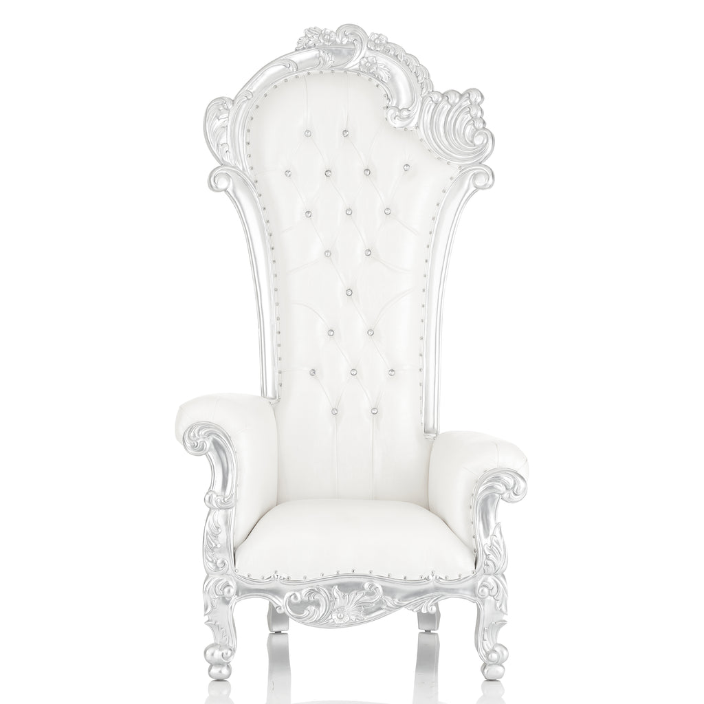 "Stellara" Throne Chair - White / Silver