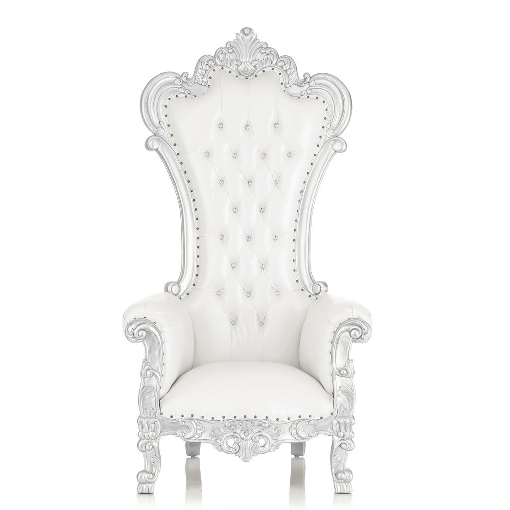 "Dania" Throne Chair - White / Silver