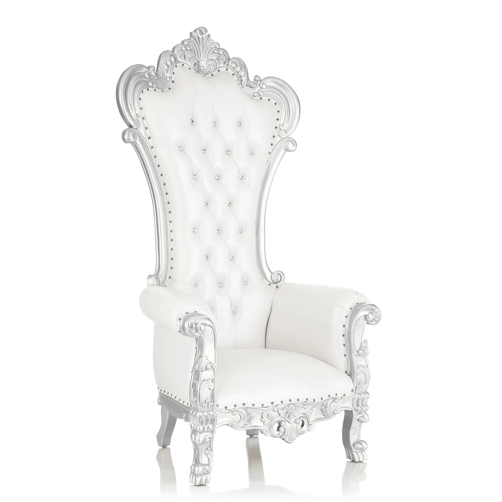 "Dania" Throne Chair - White / Silver