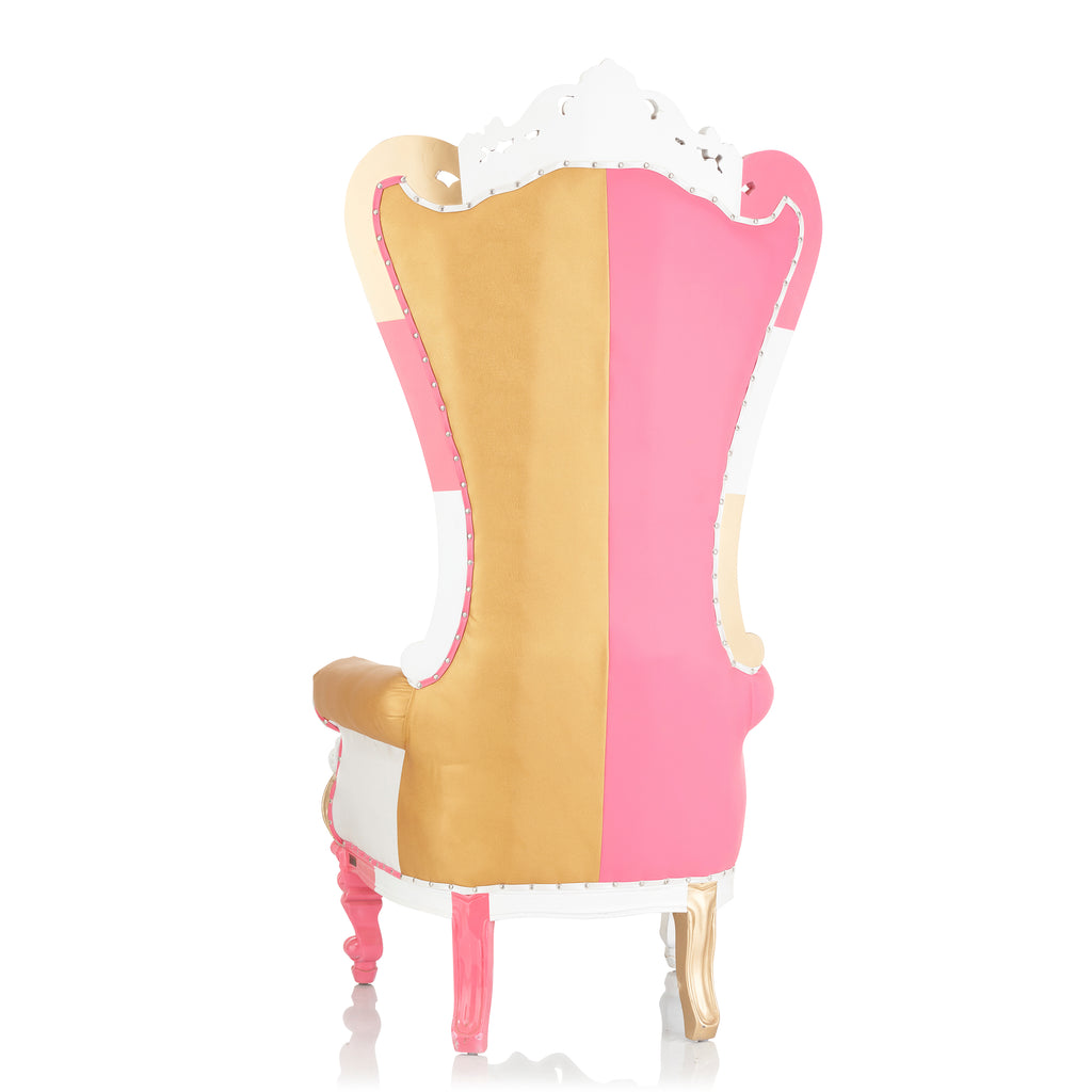 "Queen Tiffany" Abstract Throne Chair - Pink/Gold/White