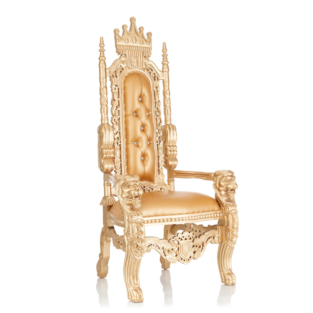 "King David" Crown Lion Throne Chair - Gold / Gold