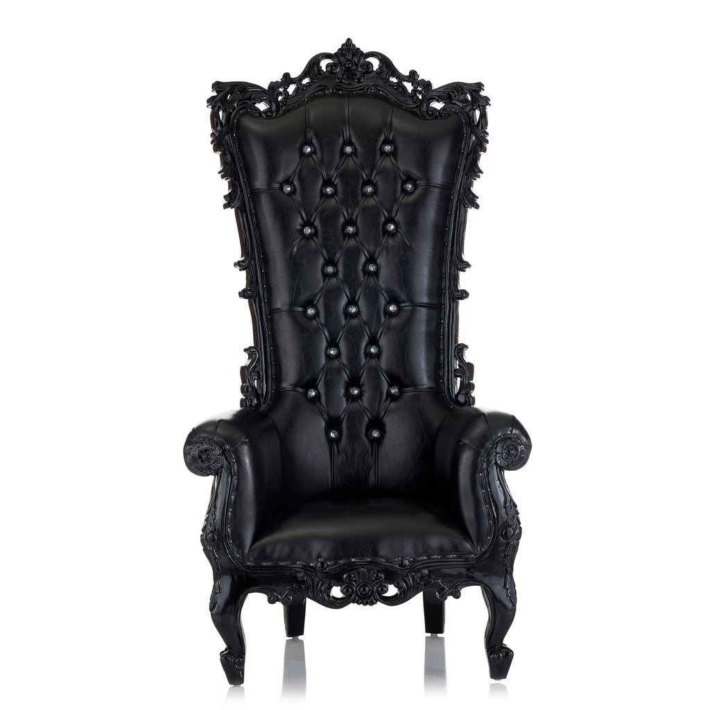 "Noella" Royal Throne Chair - Black / Black