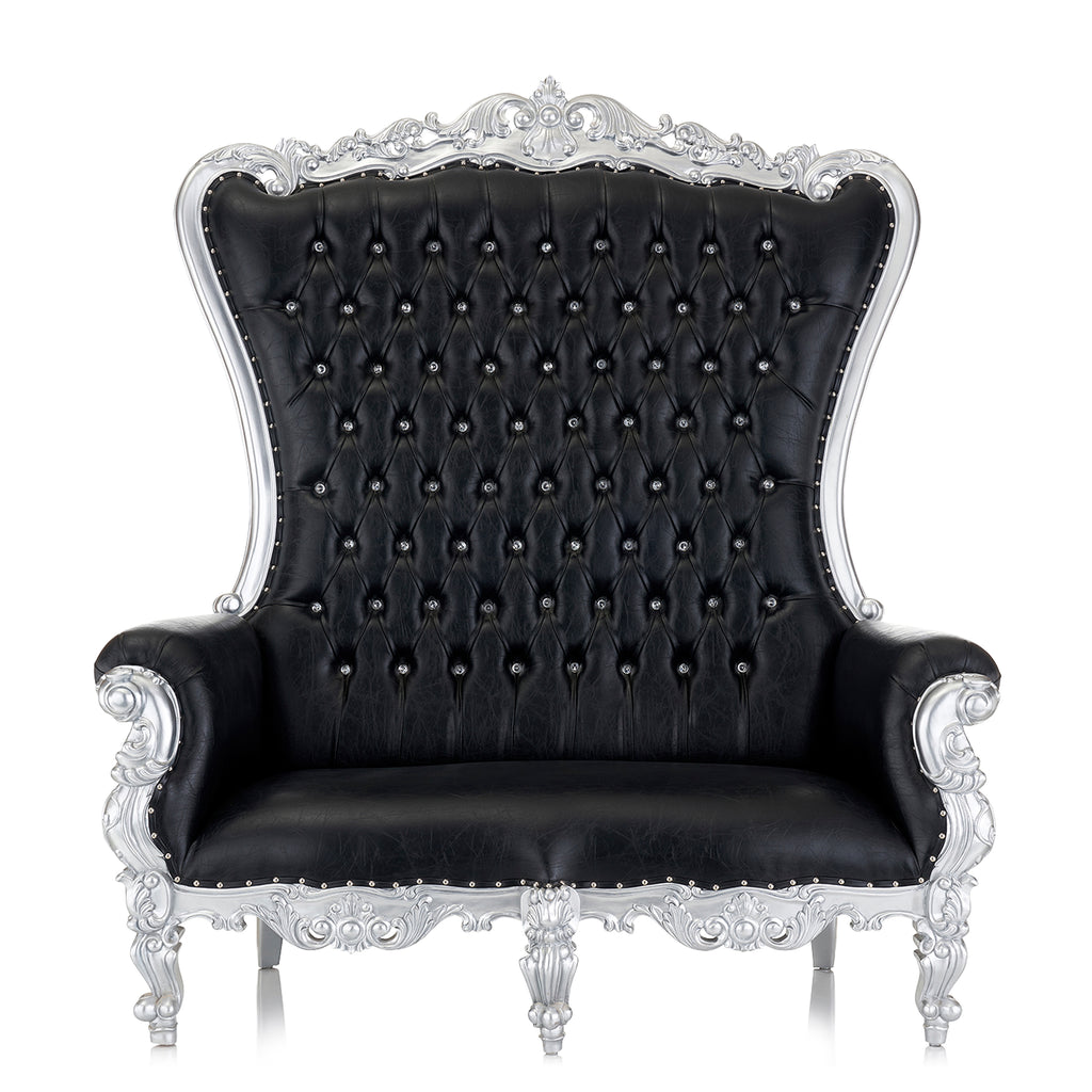 "Queen Tiffany" Love Seat Throne - Black / Silver