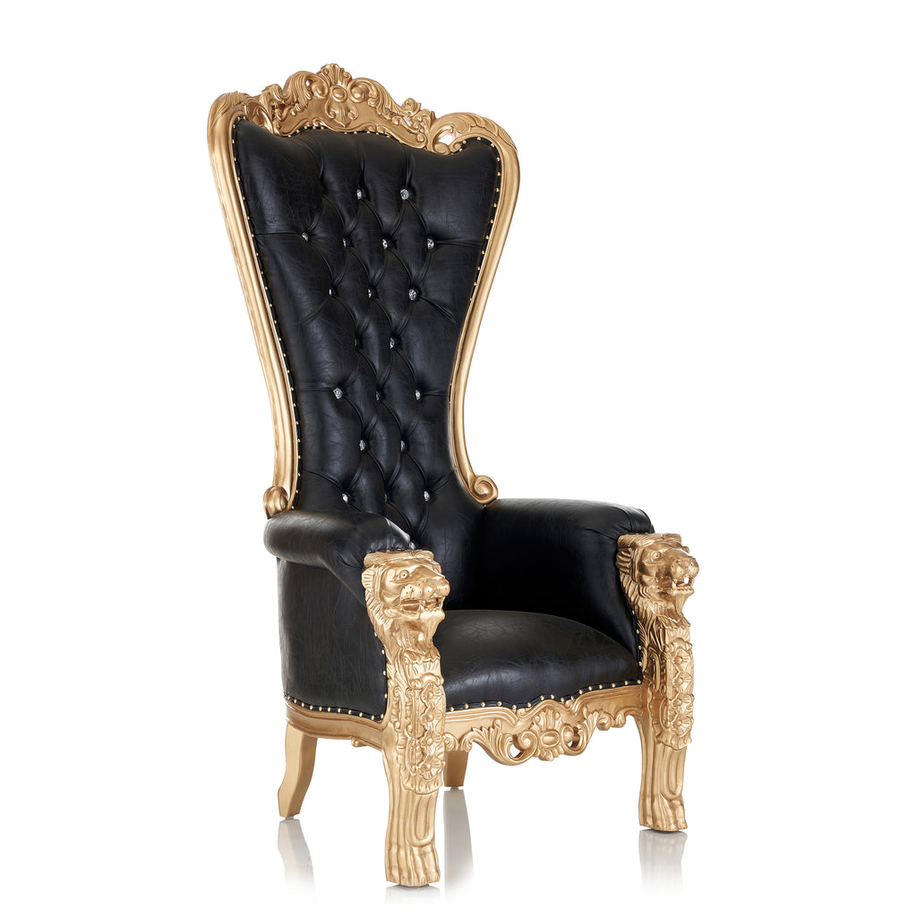 "Queen Tiffany" Lion Throne Chair - Black / Gold