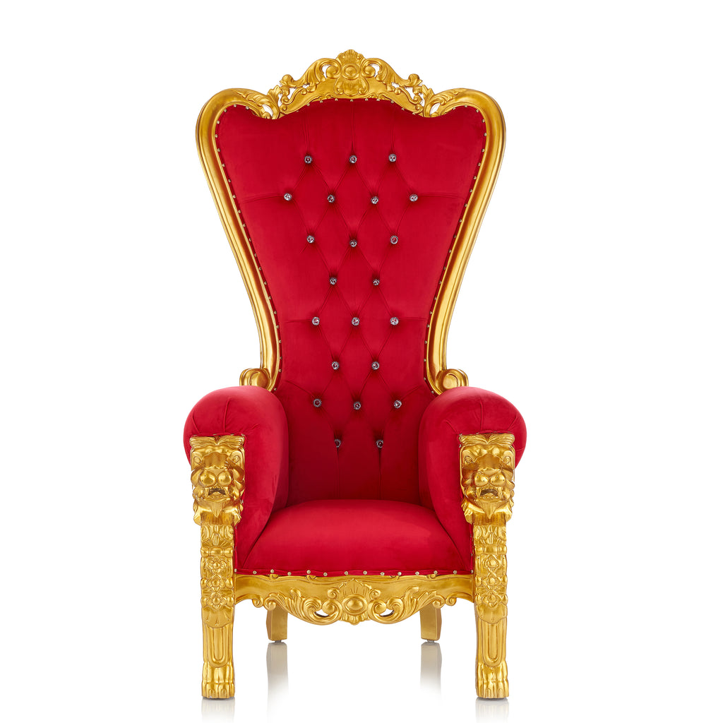 "Queen Tiffany" Lion Throne Chair - Red Velvet / Gold