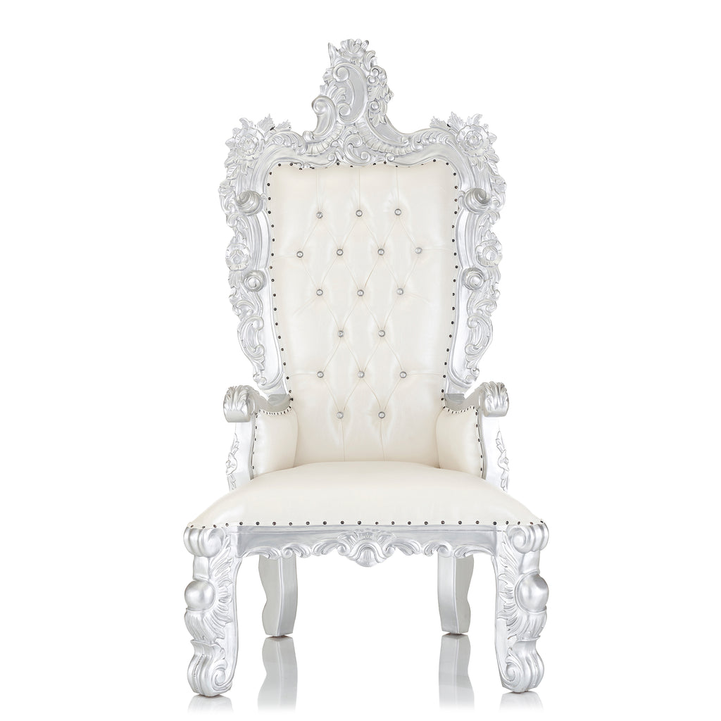 "Aquarius" Throne Chair - White / Silver