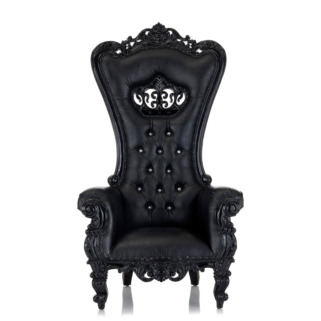"Crown Tiffany" Throne Chair - Black / Black