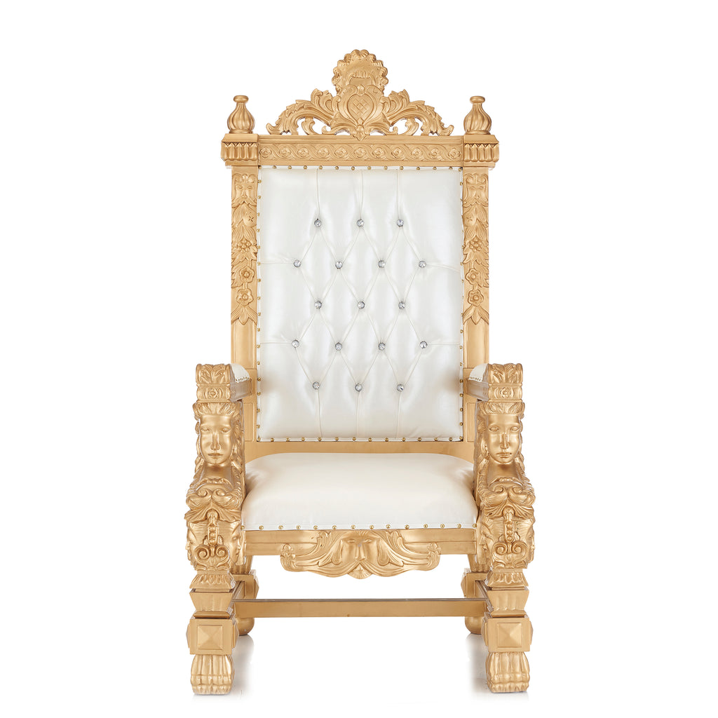 "King Samuel" Angelic Face Throne Chair - White / Gold