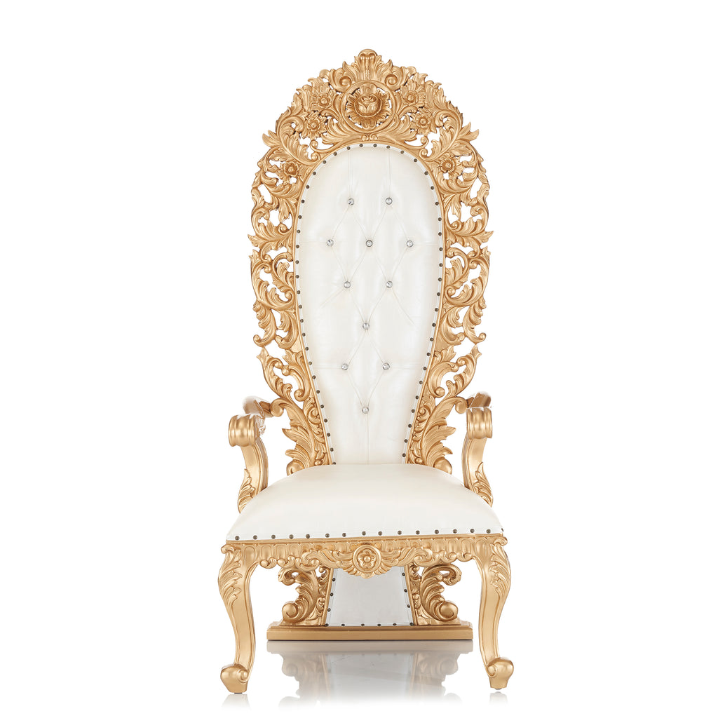 "Jessica" Throne Chair - White / Gold