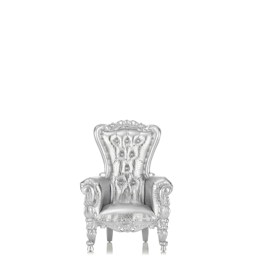 "Mini Tiffany" Kids Throne Chair - Silver Croc Print / Silver
