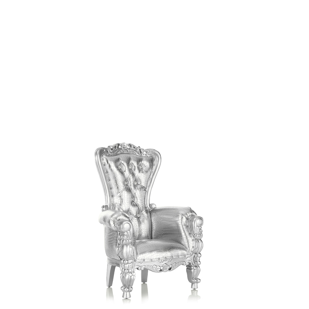 "Mini Tiffany" Kids Throne Chair - Silver Croc Print / Silver