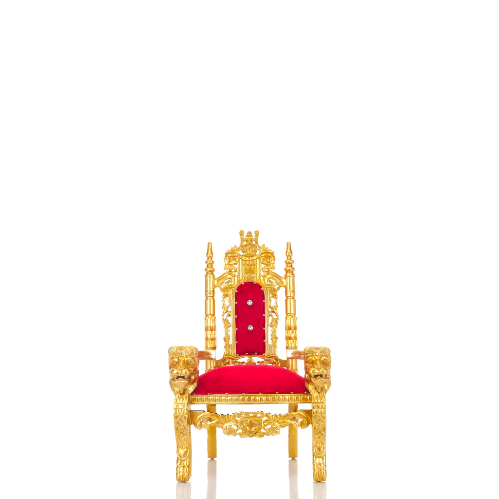 "Mini King David" Lion Throne Chair - Red Velvet / Gold