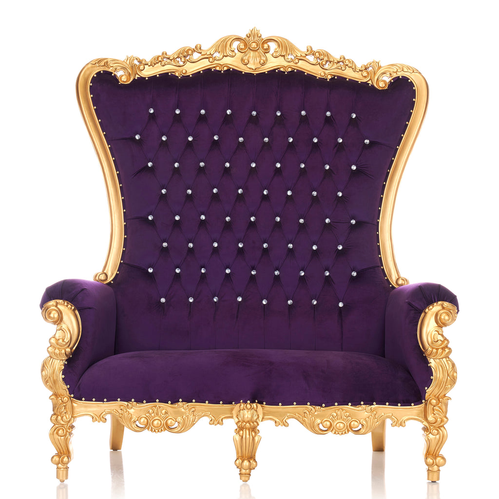 "Queen Tiffany" Love Seat Throne Chair - Purple / Gold