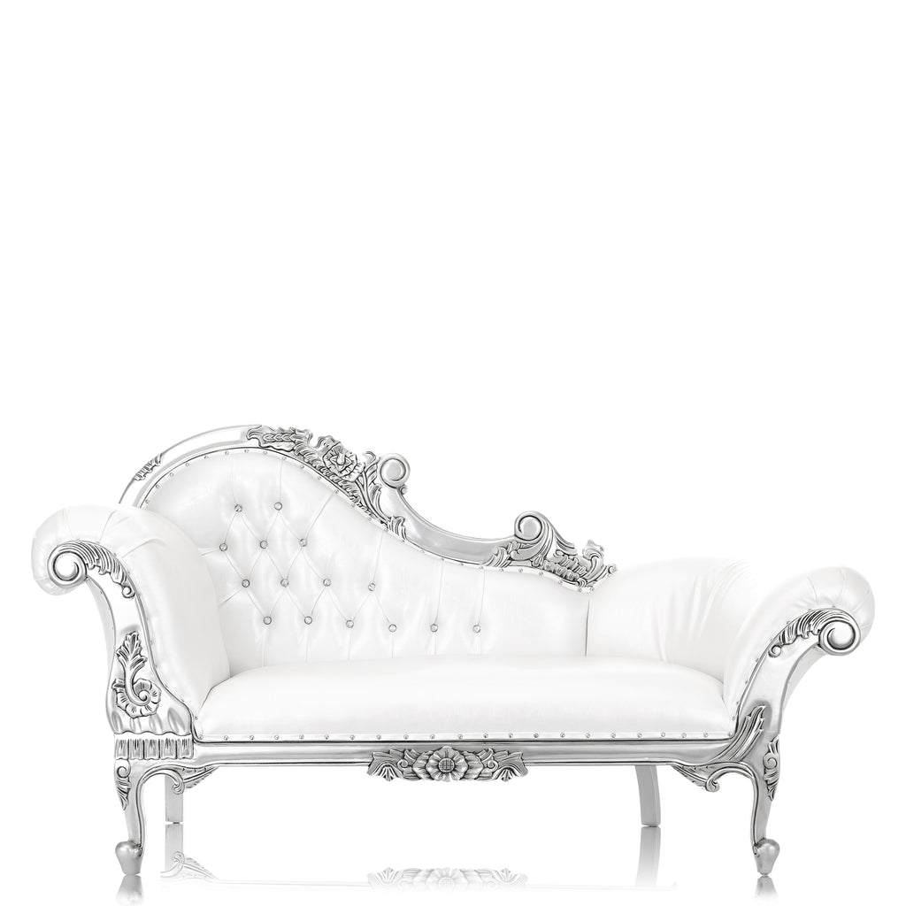 "Cleopatra" Royal Chaise Lounge - White / Silver