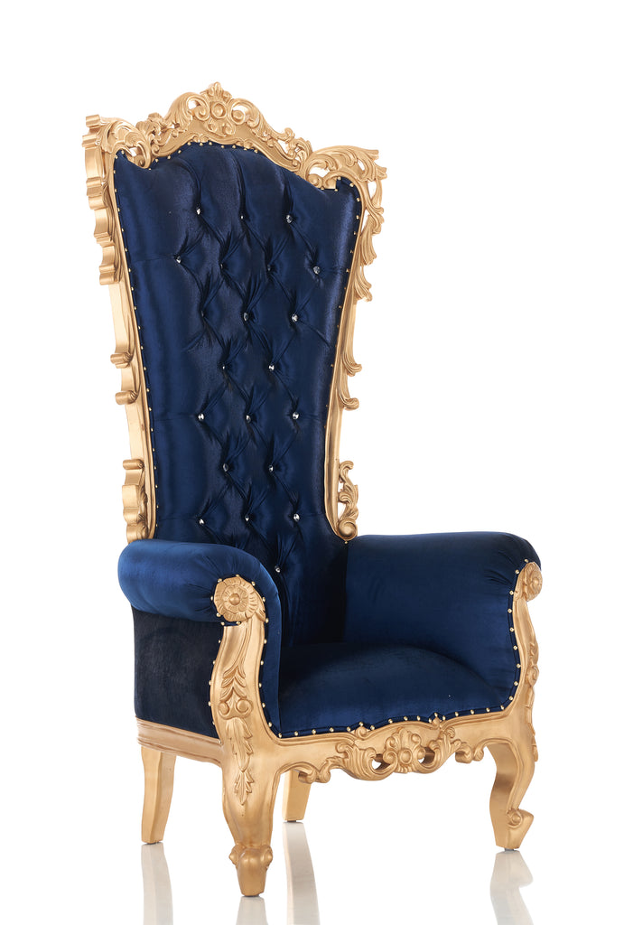 "Noella" Royal Throne Chair - Blue / Gold