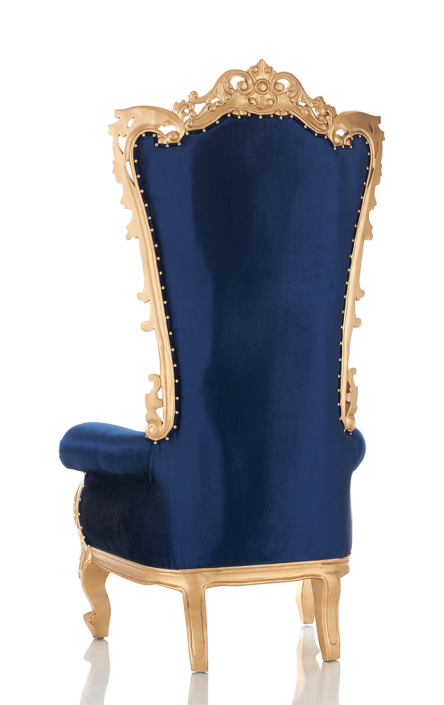 "Noella" Royal Throne Chair - Royal Blue Velvet / Gold