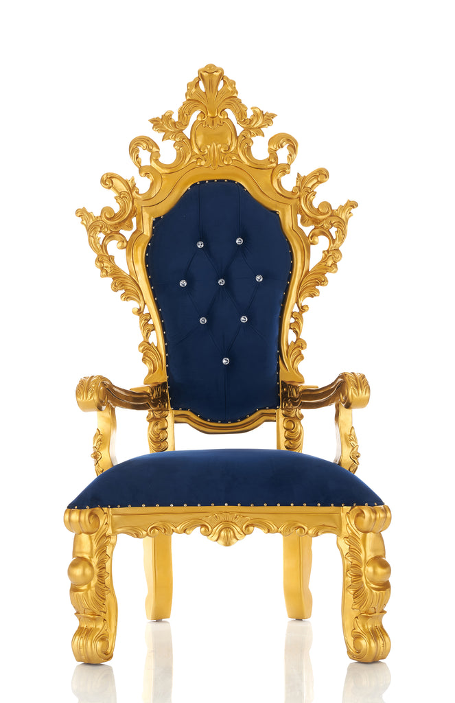 "King Darius" Royal Throne Chair - Royal Blue / Gold