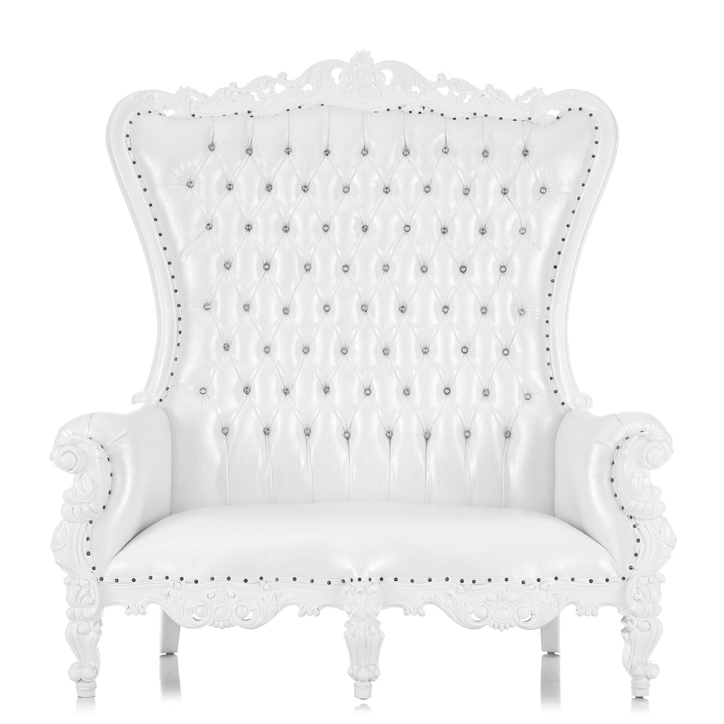 "Queen Tiffany 2.0" Love Seat Throne Chair - White / White